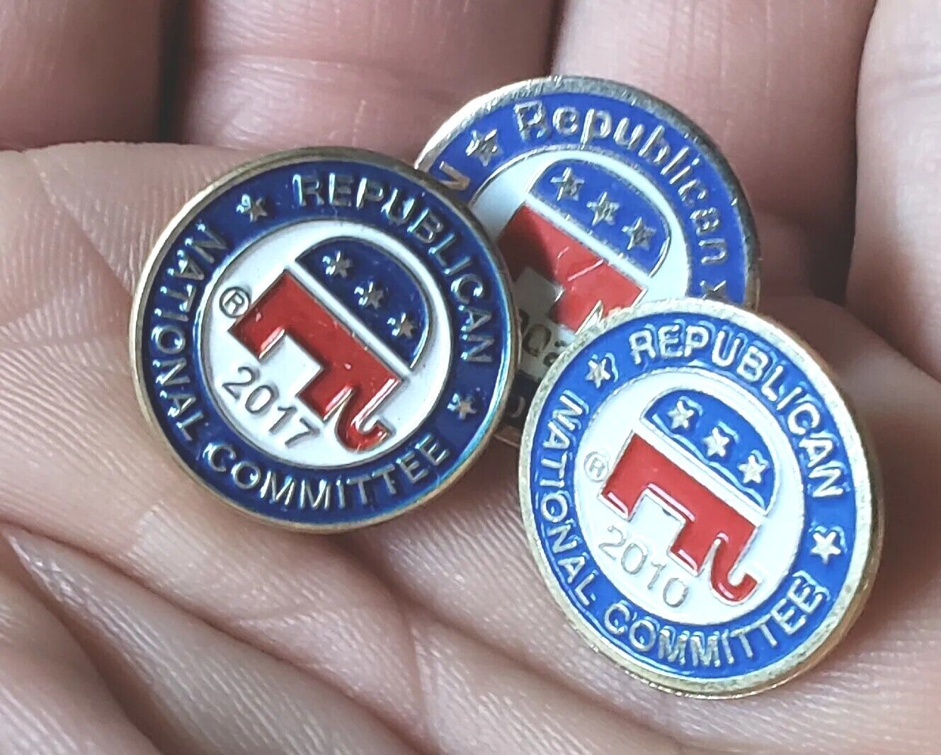 2002, 2010, 2017 Authentic GOP  Republican Party RNC Poltical Pins Qty. 3 Lot. 
