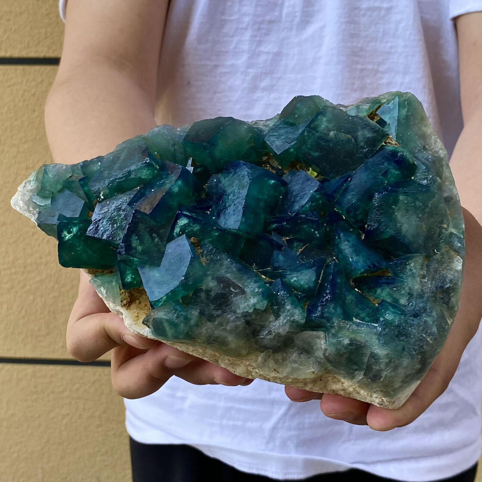 5.74LB Natural super beautiful green fluorite crystal mineral healing specimen
