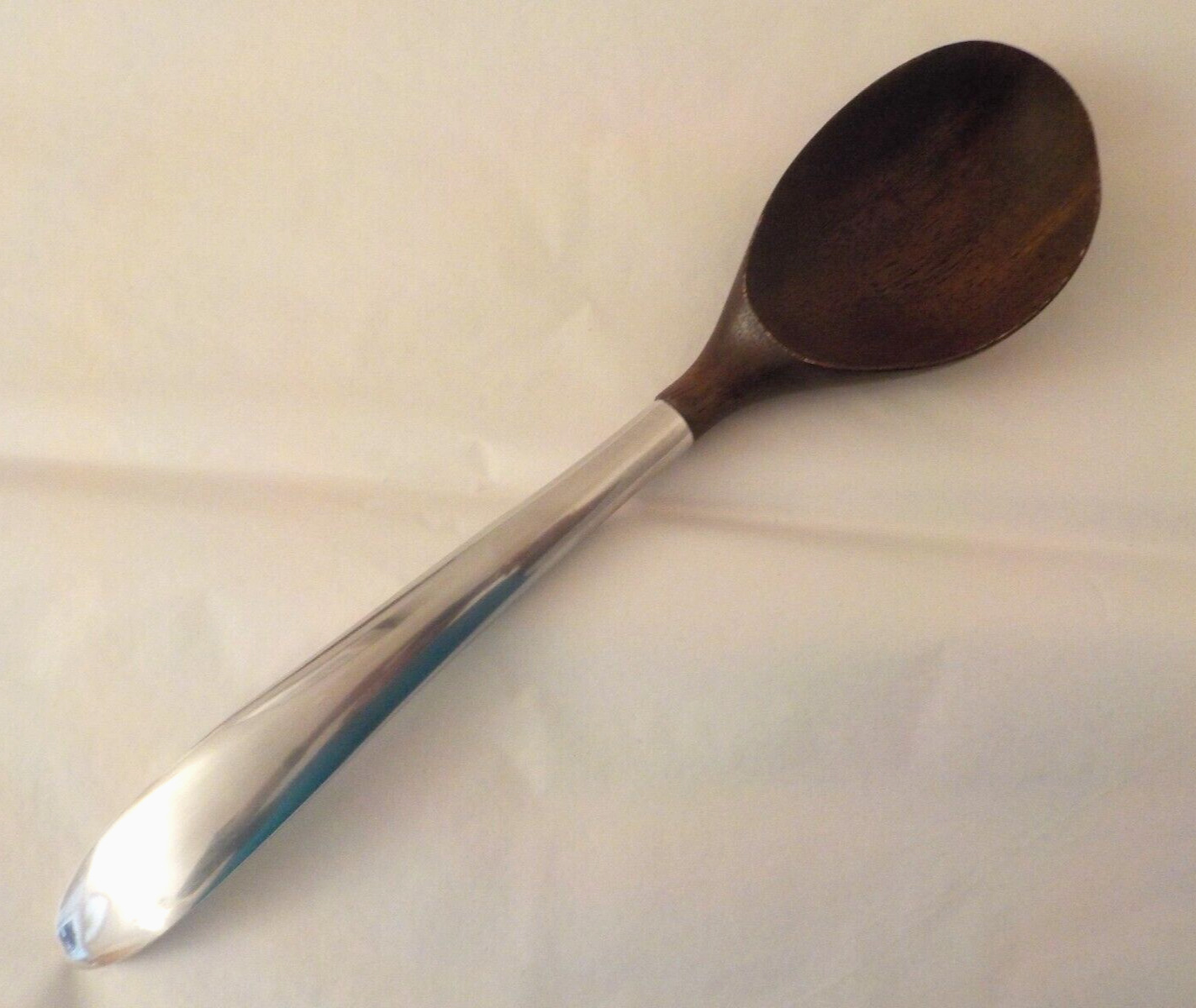Vintage NAMBE Wood & Metal Server Spoon, Metal Handle, 13 1/2 inches