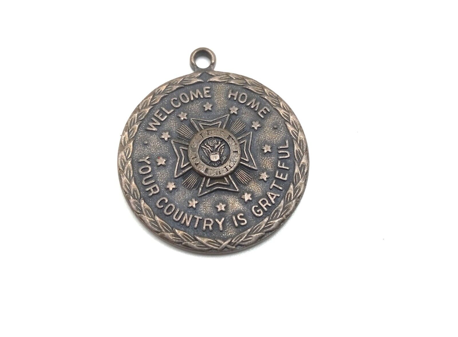 WWII VFW Vetrans of Foreign Wars Welcome Home Medal Charm Key Chain Fob