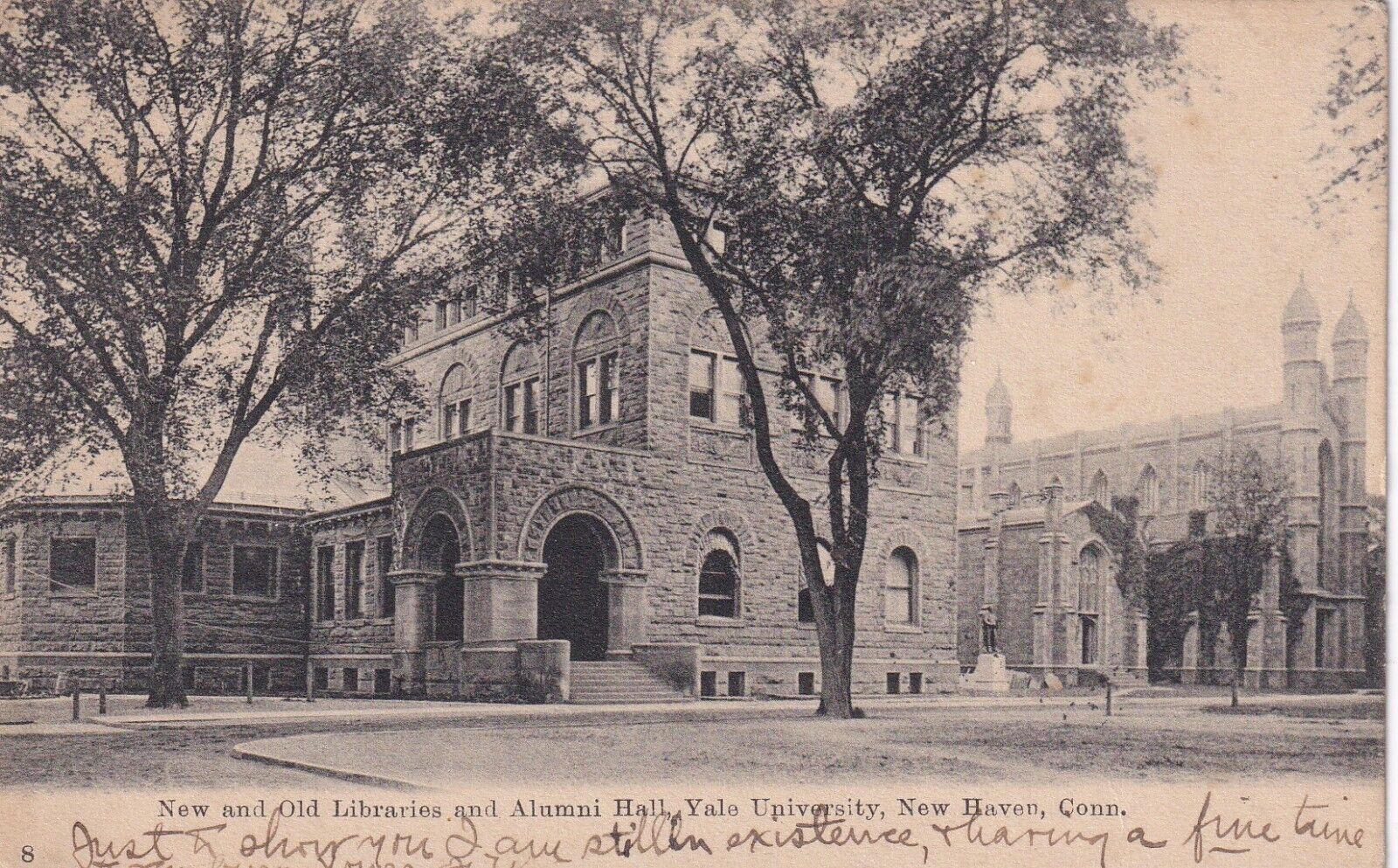 1905 NEW HAVEN CT - Yale University Library and Dwight Hall, BEN FRANKLIN STAMP