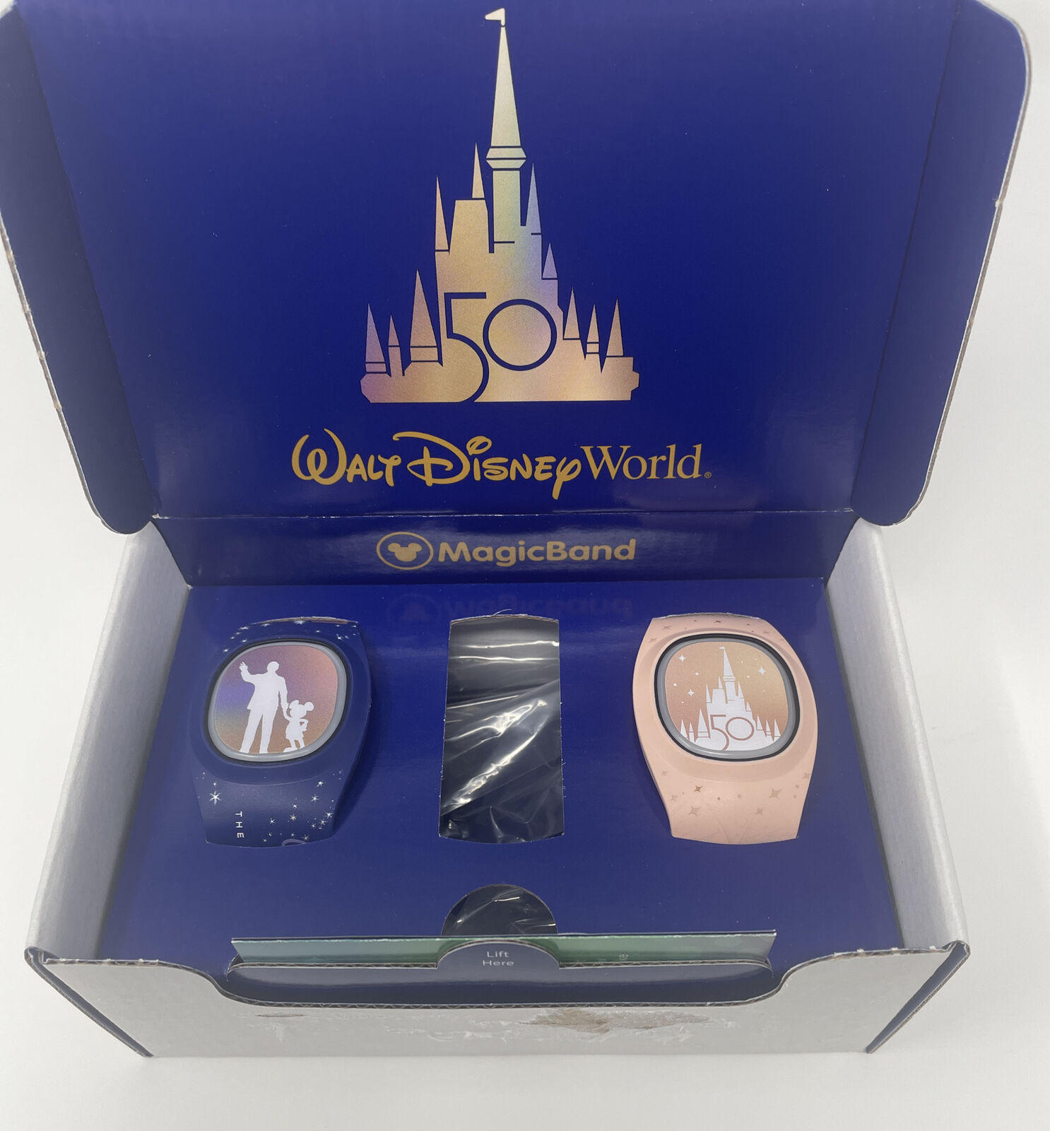 New Disney Parks 50th Anniversary Magic Band Plus Set of 2 Unlinked Magicband