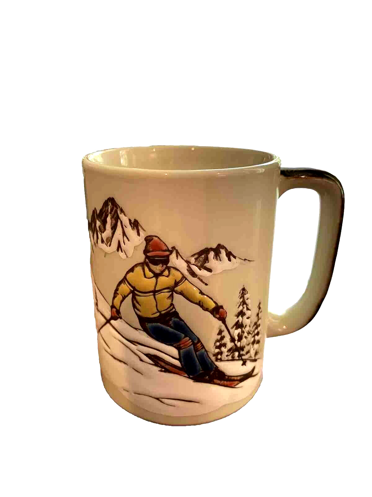 Vintage Otagiri Japan Downhill Slalom Ski Skier Mountain Stoneware Mug Cup