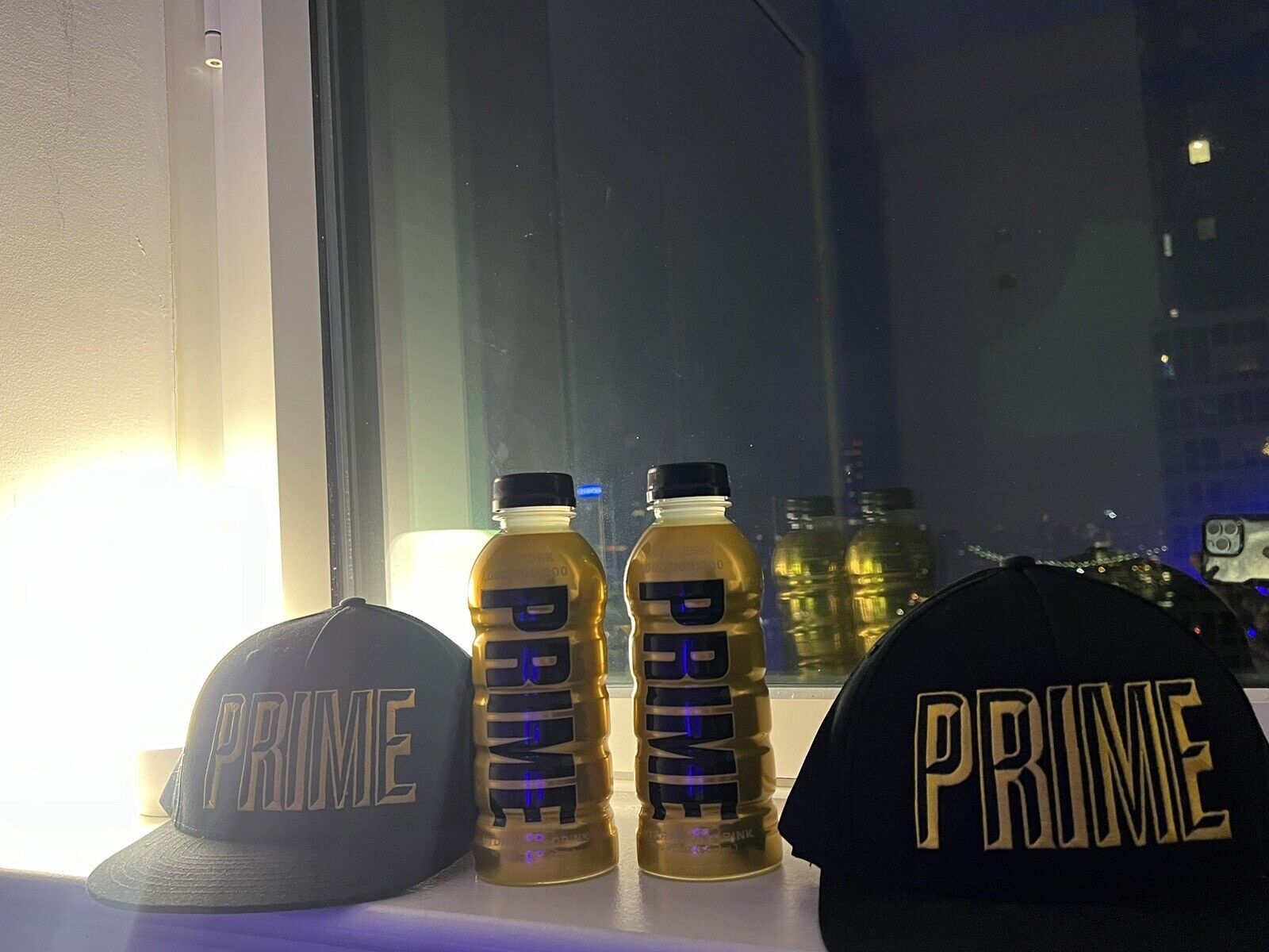 1 Signed Gold Prime Hydration Bottle NY Edition And 1 Signed Hat By Logan Paul