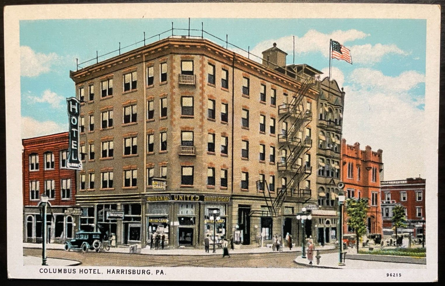 Vintage Postcard 1923 Columbus Hotel, Harrisburg, Pennsylvania