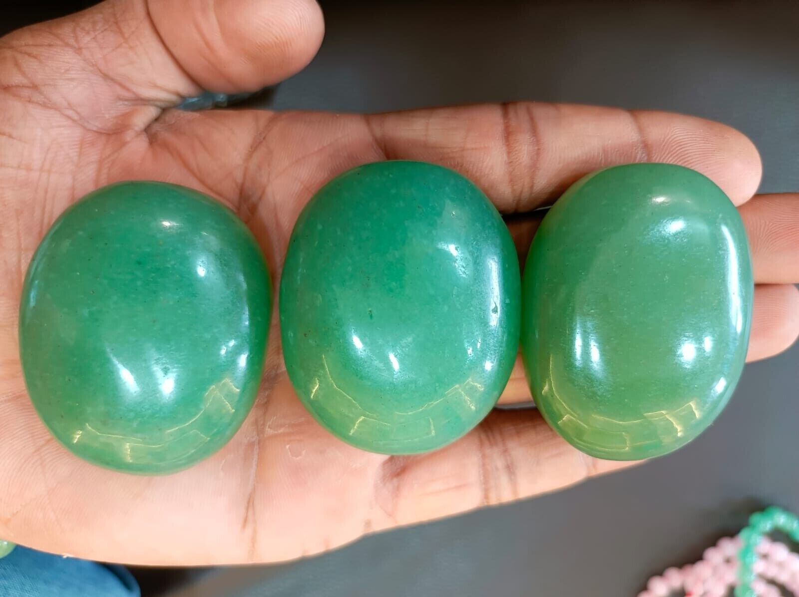 Natural AAA Brazilian Green Aventurine Crystal Palm Stone For Reiki & Healing