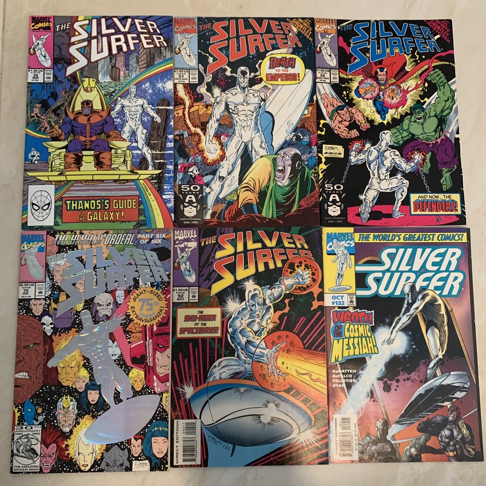 Marvel Comics SILVER SURFER VOL. 2 1987 Mixed Lot Run of 6 (35 53 58 75 92 132)