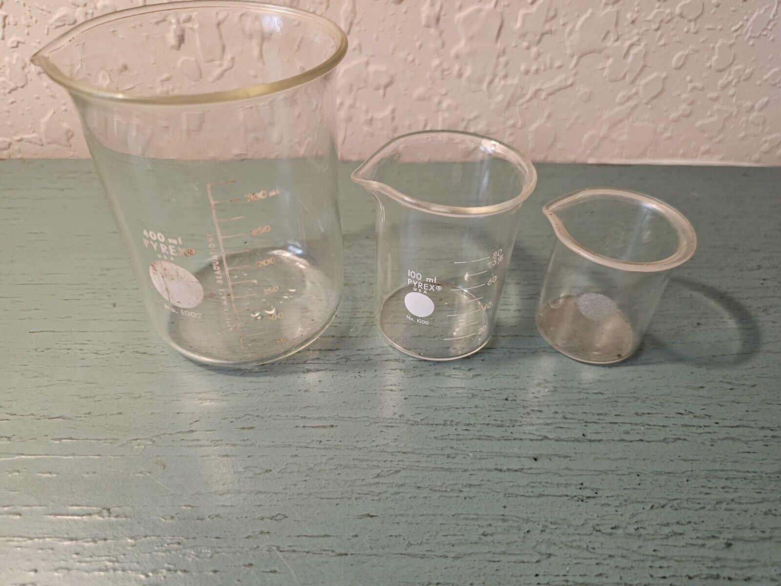 Vintage Set Of (3) Pyrex Glass Beakers-Very Good