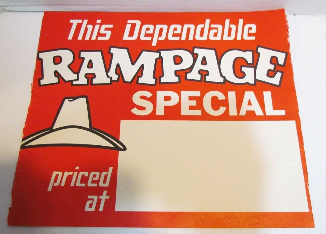 DODGE BOYS USED CAR DEPENDABLE RAMPAGE SPECIAL PAPER ADVERTISING SIGN VINTAGE