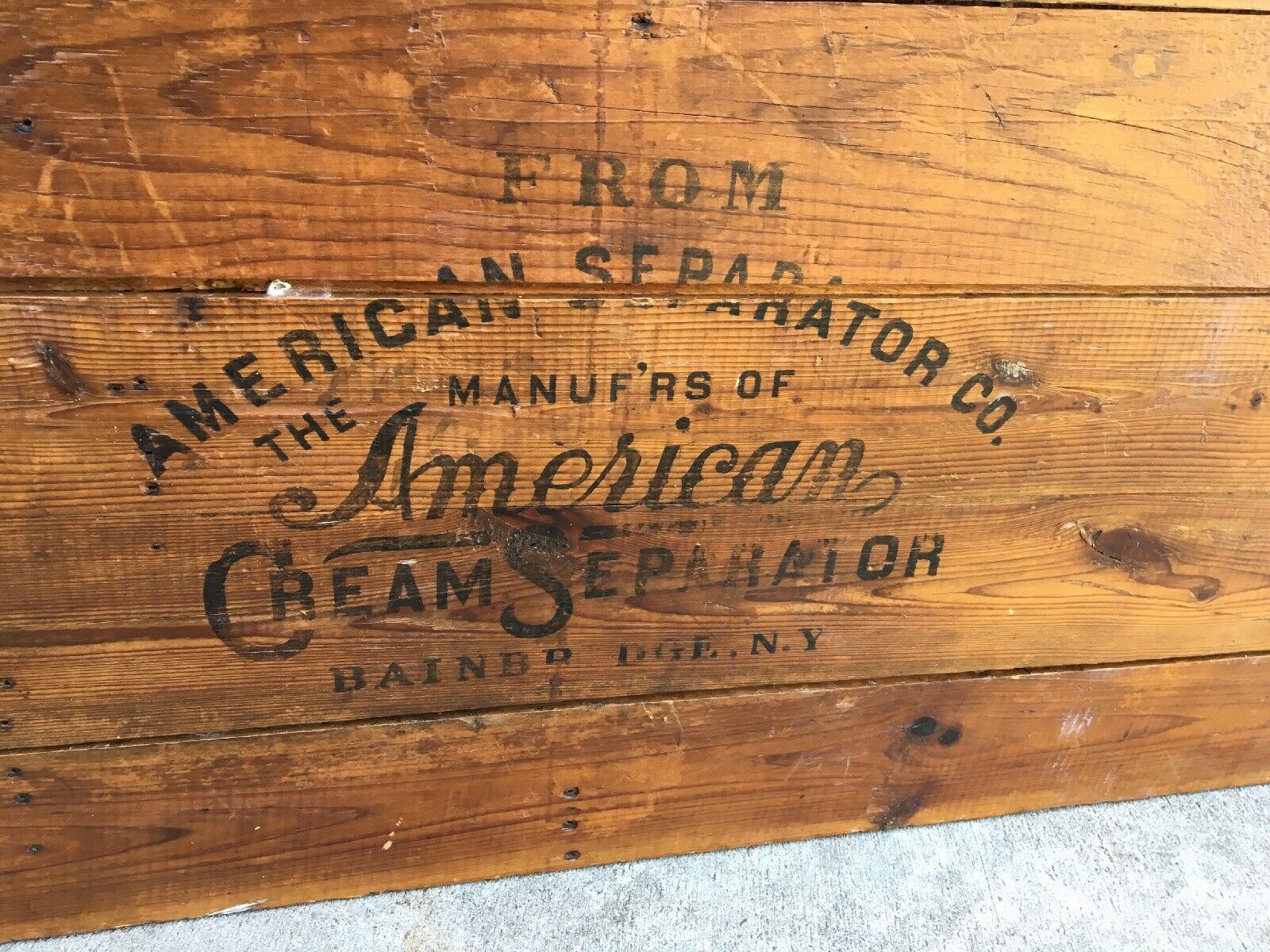 XL Antique Wooden Crate American Cream Separator Bainbridge New York Wood Box