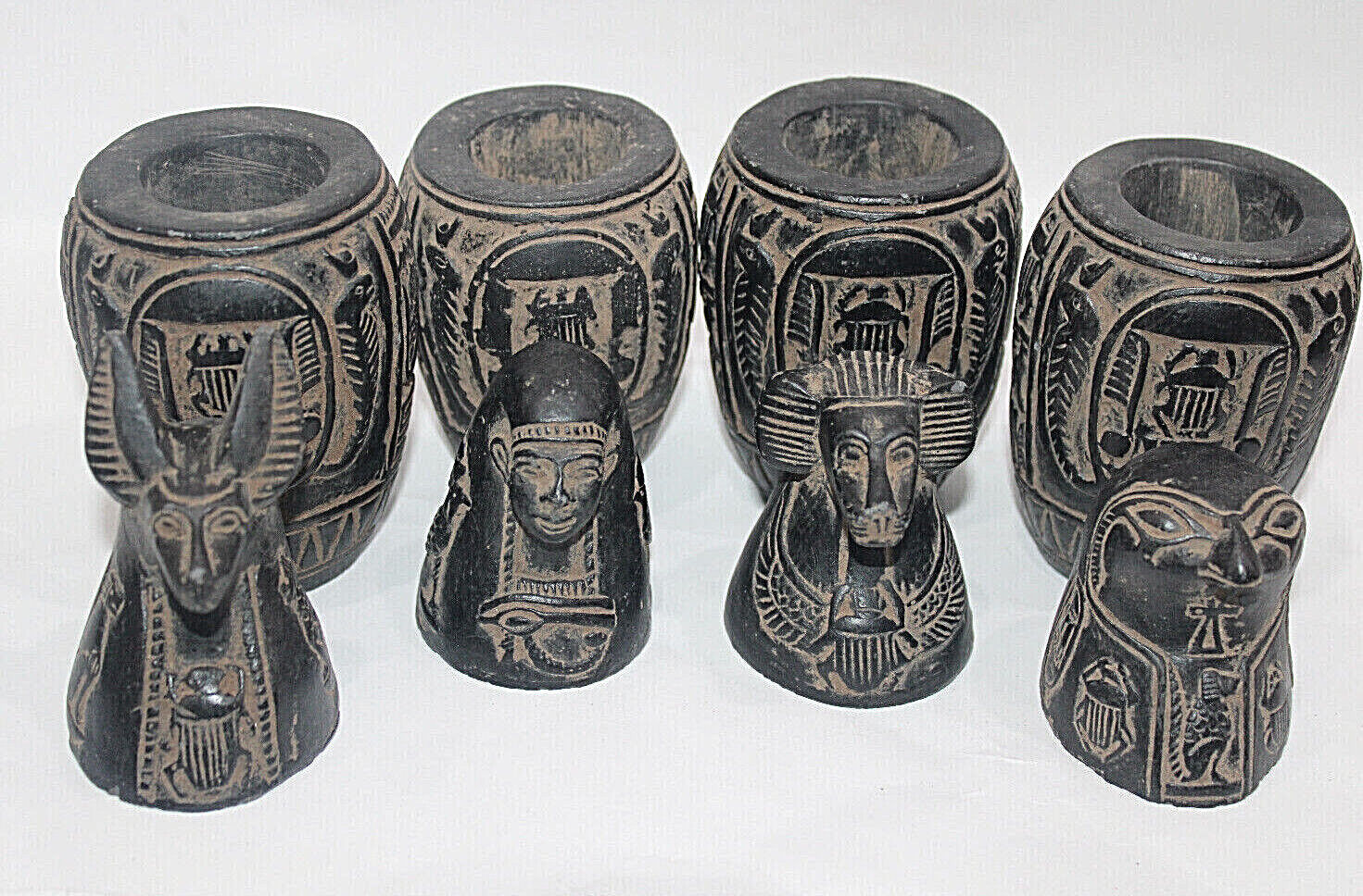 RARE ANCIENT EGYPTIAN ANTIQUE 4 CANOPIC Jars Mummification EGYCOM (04)
