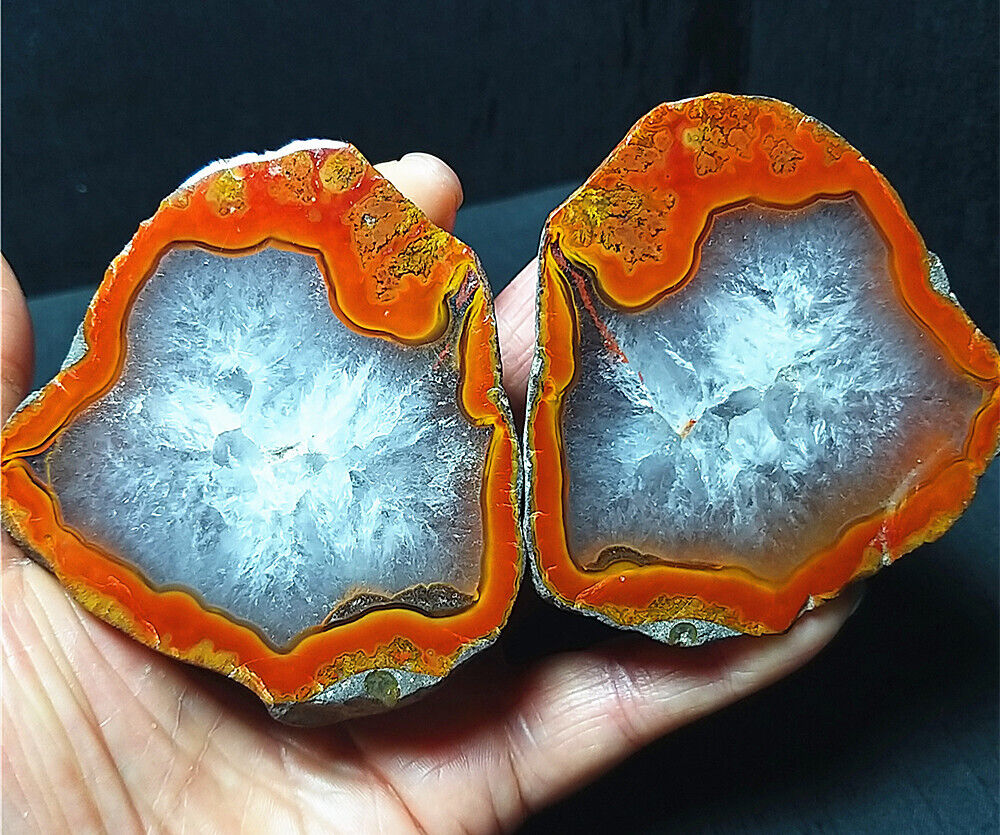 RARE 1 pair 331.3g Natural Warring States Red Agate Crystal Healing A2738