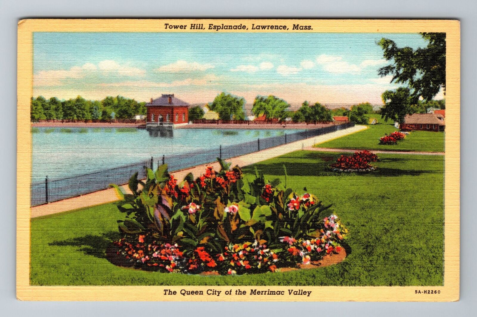 Lawrence MA-Massachusetts, Tower Hill, Esplanade Vintage Souvenir Postcard