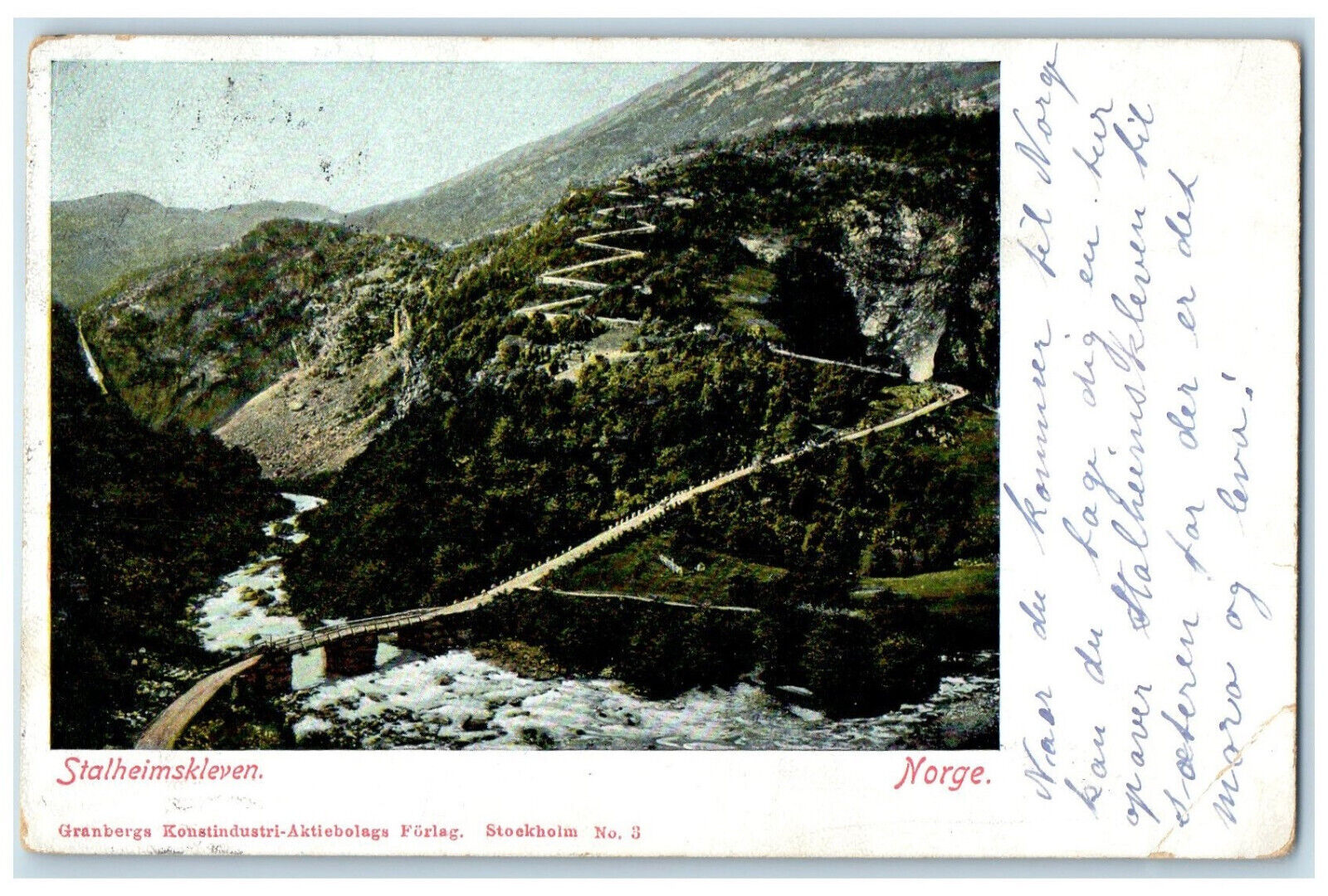 1910 Bridge Over River Stalheimskleiva Stalheim Norway Posted Antique Postcard
