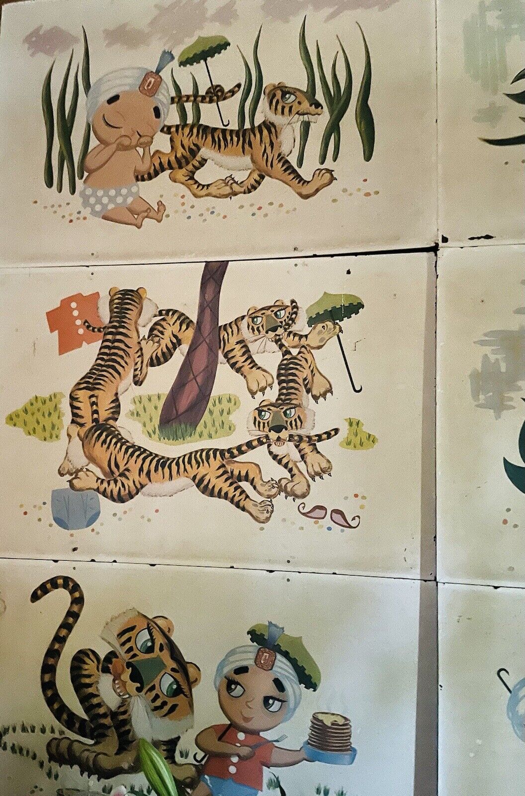 The 1960s Original Sambo's Restaurant Storyboard Mural 7 Piece Rare Wall Art