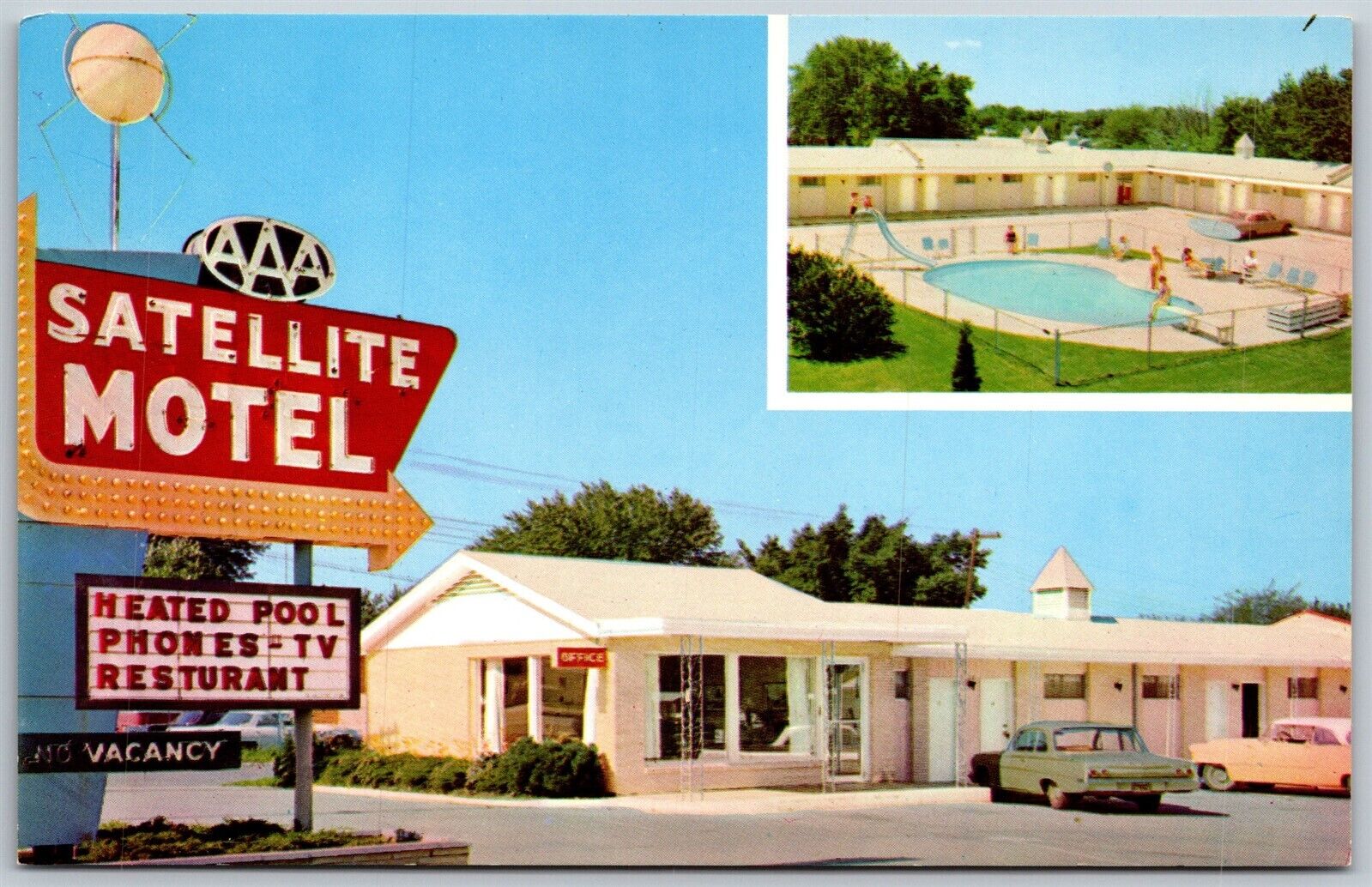 Vtg Springfield Missouri MO Satellite Motel Route 66 Old Cars 1960s Postcard