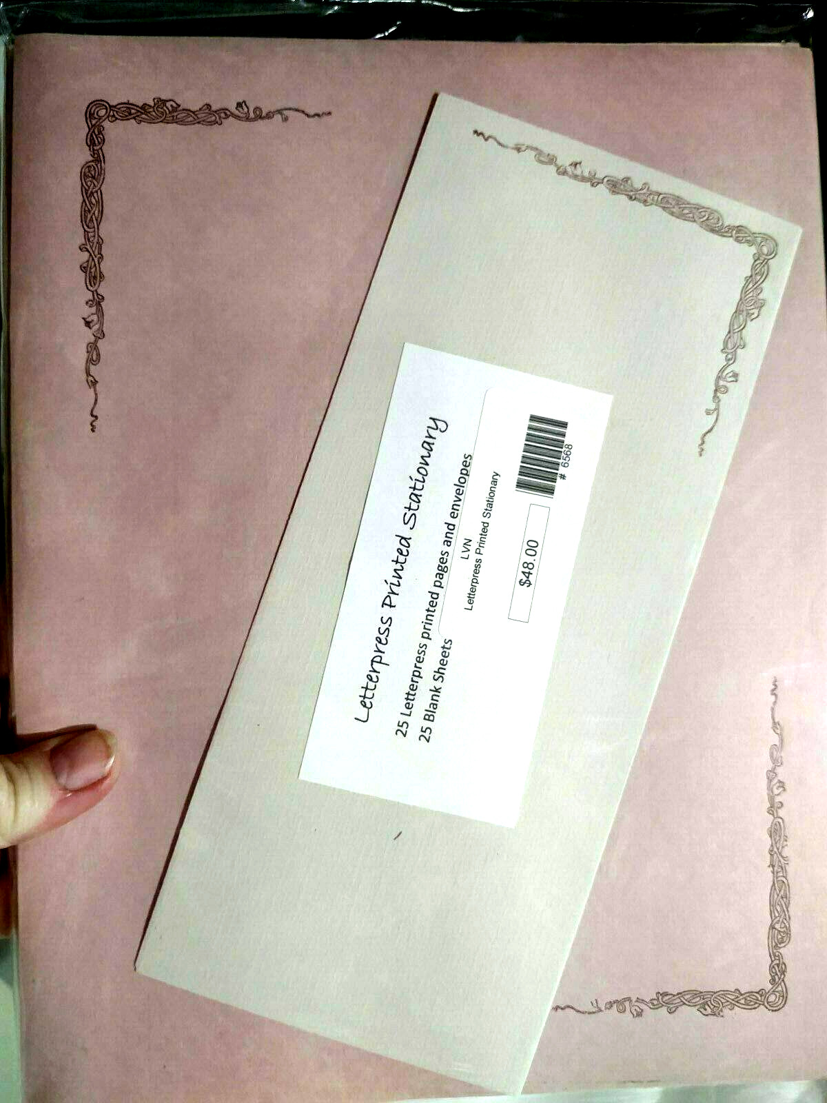Stationery & Envelopes Letterpress Printed Pink Celtic Knot Border Acid Free