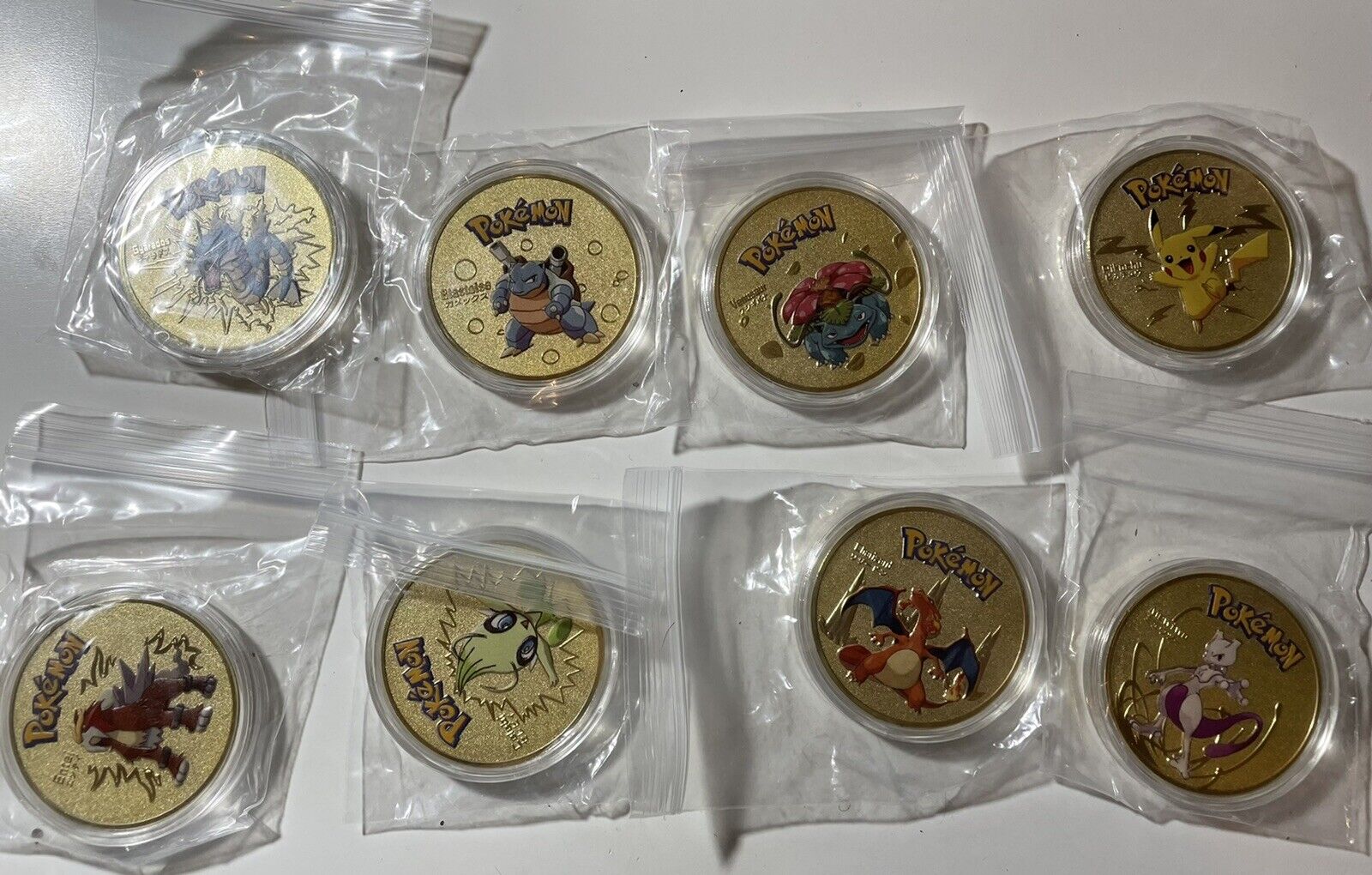 Pokemon Gold Collectible Coin New 8pcs A Set