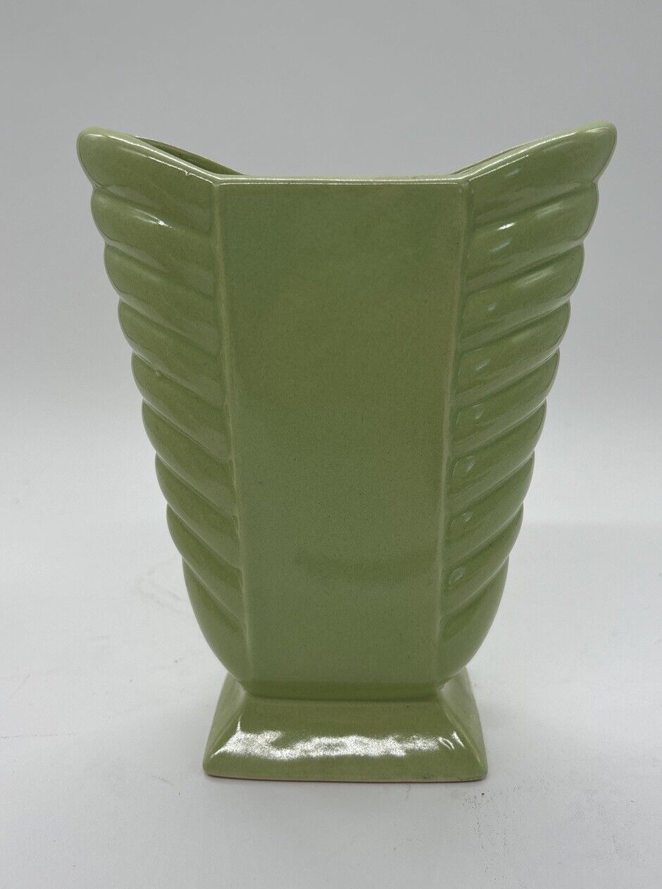 Mid Century Modern MCM Green Retro Ceramic Vase 1950s Handmade Perfect