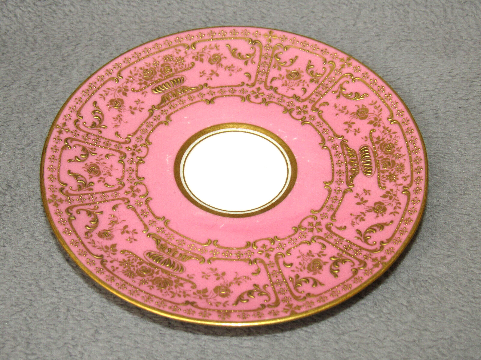 Antique / Vintage Tiffany & Royal Doulton Porcelain Saucer – Pink w/ Gold Trim