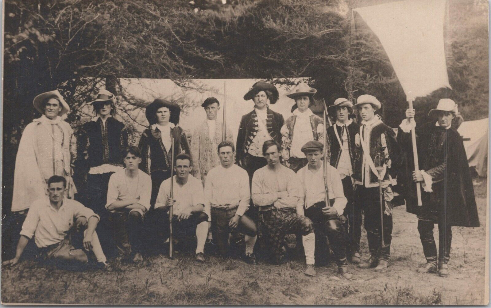 Machias Valley Pageant Group of Men Maine Antique 1913 RPPC Postcard - Unposted