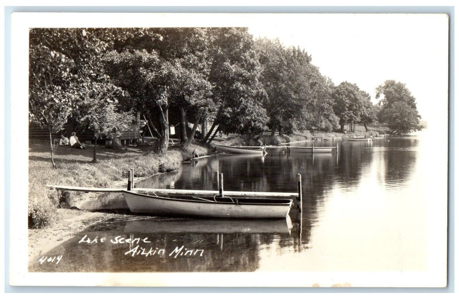 c1940's View Of Lake Scene Boat Aitkin Minnesota MN RPPC Photo Vintage Postcard