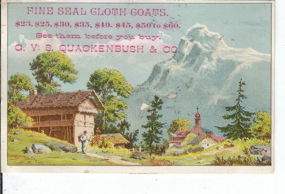 BB-227 G.V.S. Quackenbush Co, Victorian Trade Card Mountains House