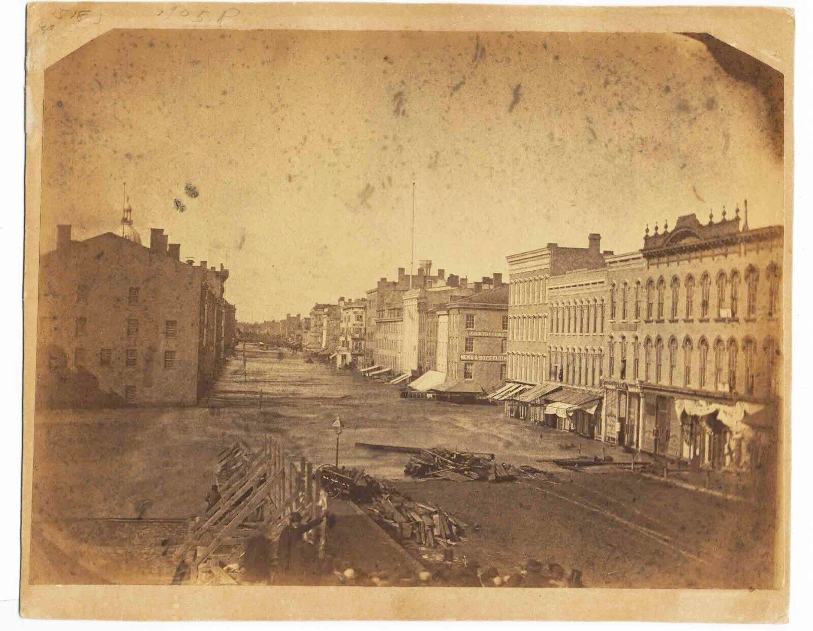 ICONIC March 1865 Albumen Photograph of GREAT FLOOD at ROCHESTER NY - Down Main