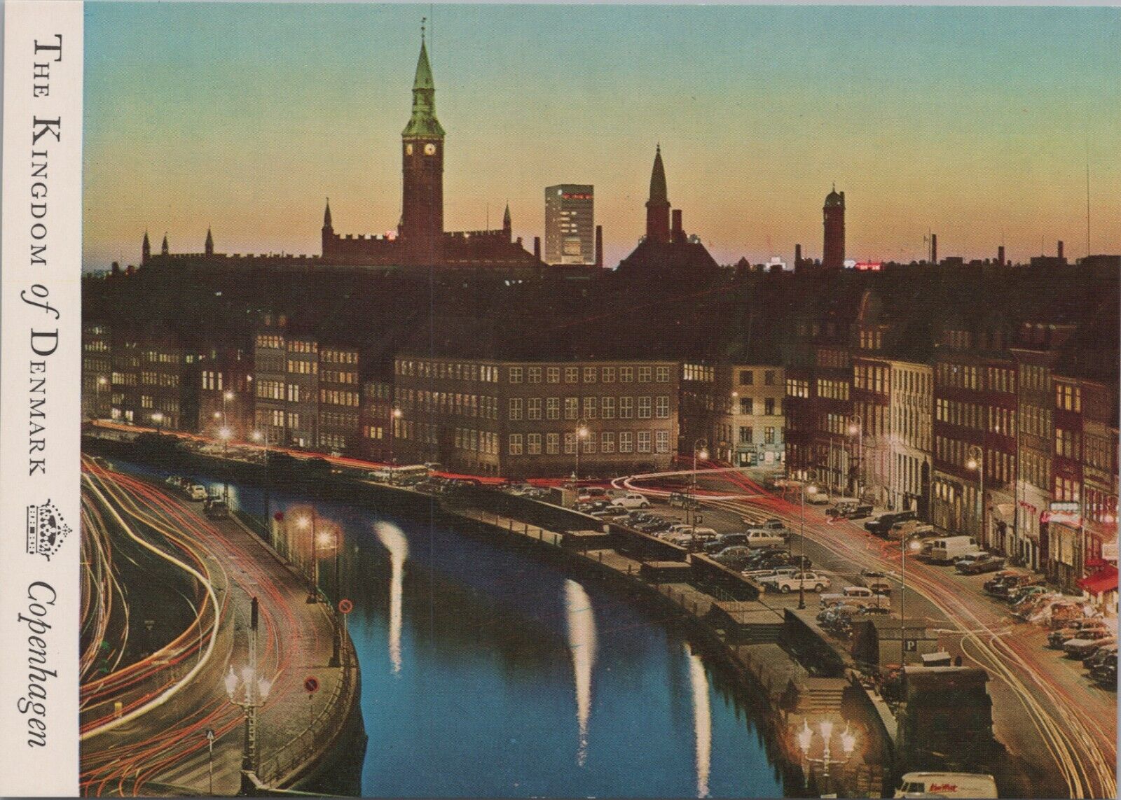 Vtg. Postcard Denmark Old Copenhagen at Night 4\