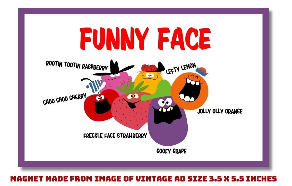 MAGNET FUNNY FACE DRINK MIX 3.5 X 5.5 MADE FROM OLD VINTAGE 1968 AD