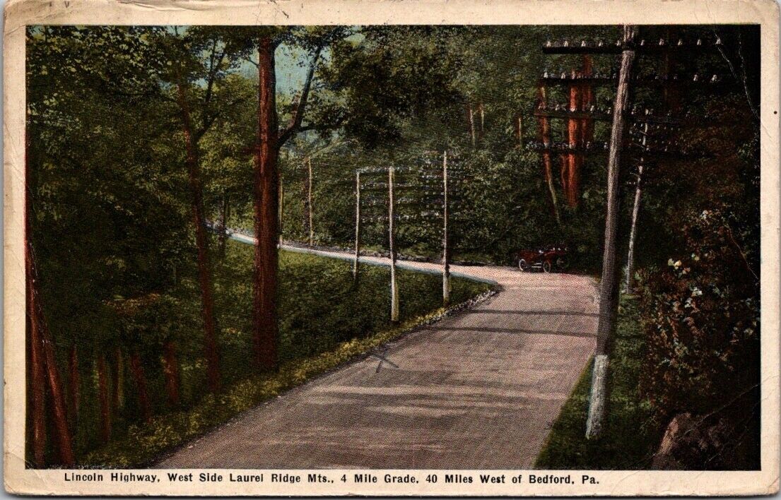 Bedford Pennsylvania PA Lincoln Highway thru Laurel Ridge Mts VTG Postcard 
