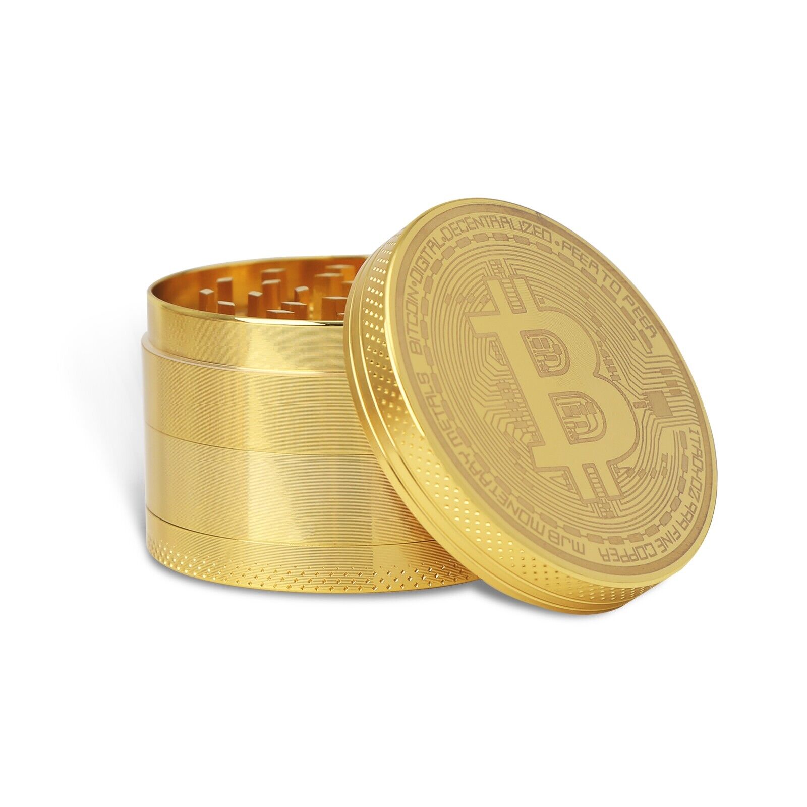 2.5 Inches 4 Piece Collectable Crypto Currency Bitcoin Dry Spice Herb Grinder