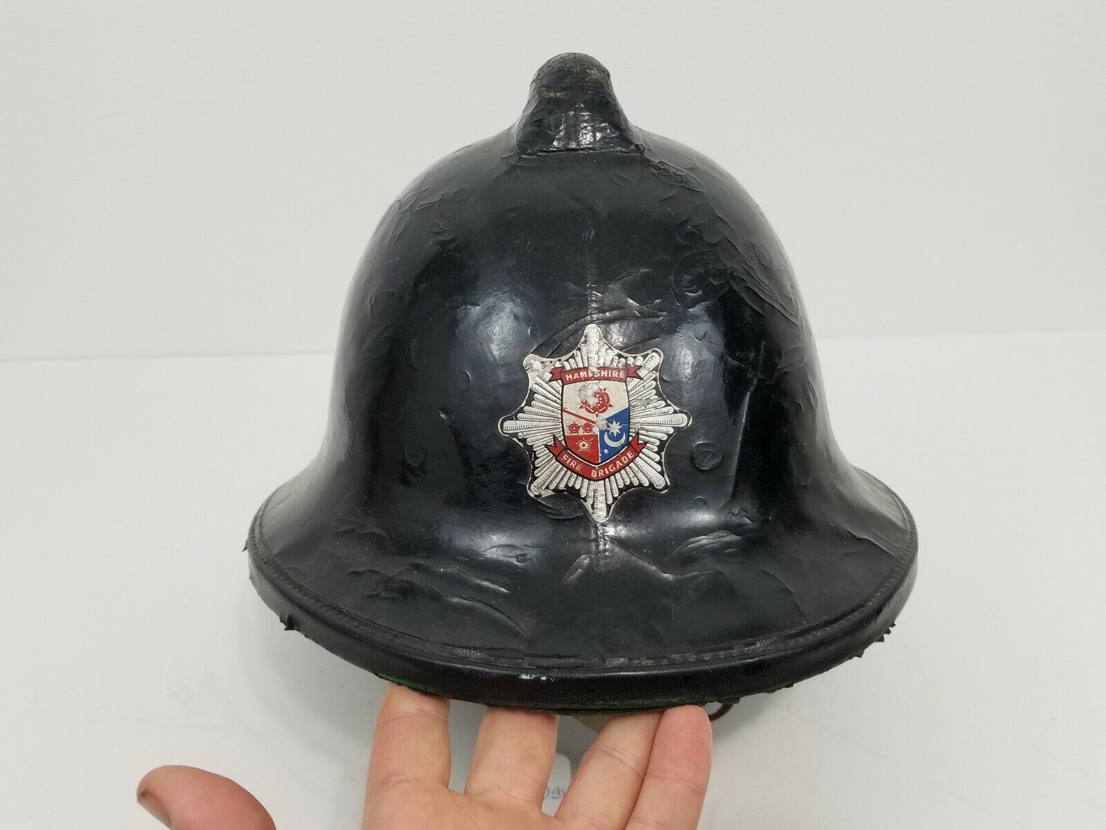 Vintage British Firefighters Helmet Cork Hampshire Fire Brigade UK England