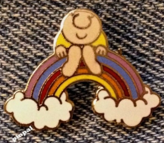 1979 Vintage Ziggy Brooch Pin ~ Sitting on Rainbow ~Newspaper Comic Collectible