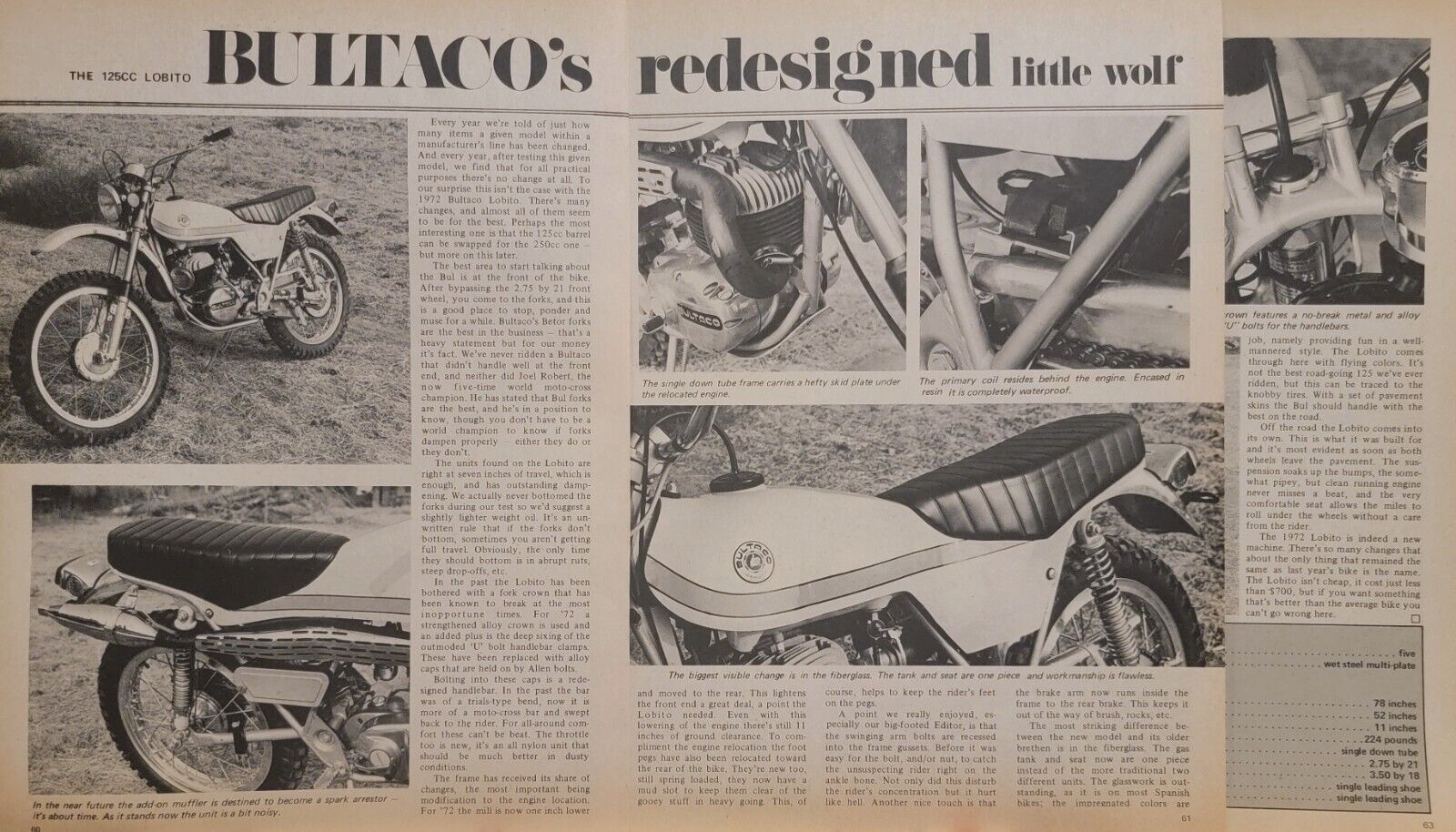 1971 4p Motorcycle Test Article Bultaco 125 Lobito