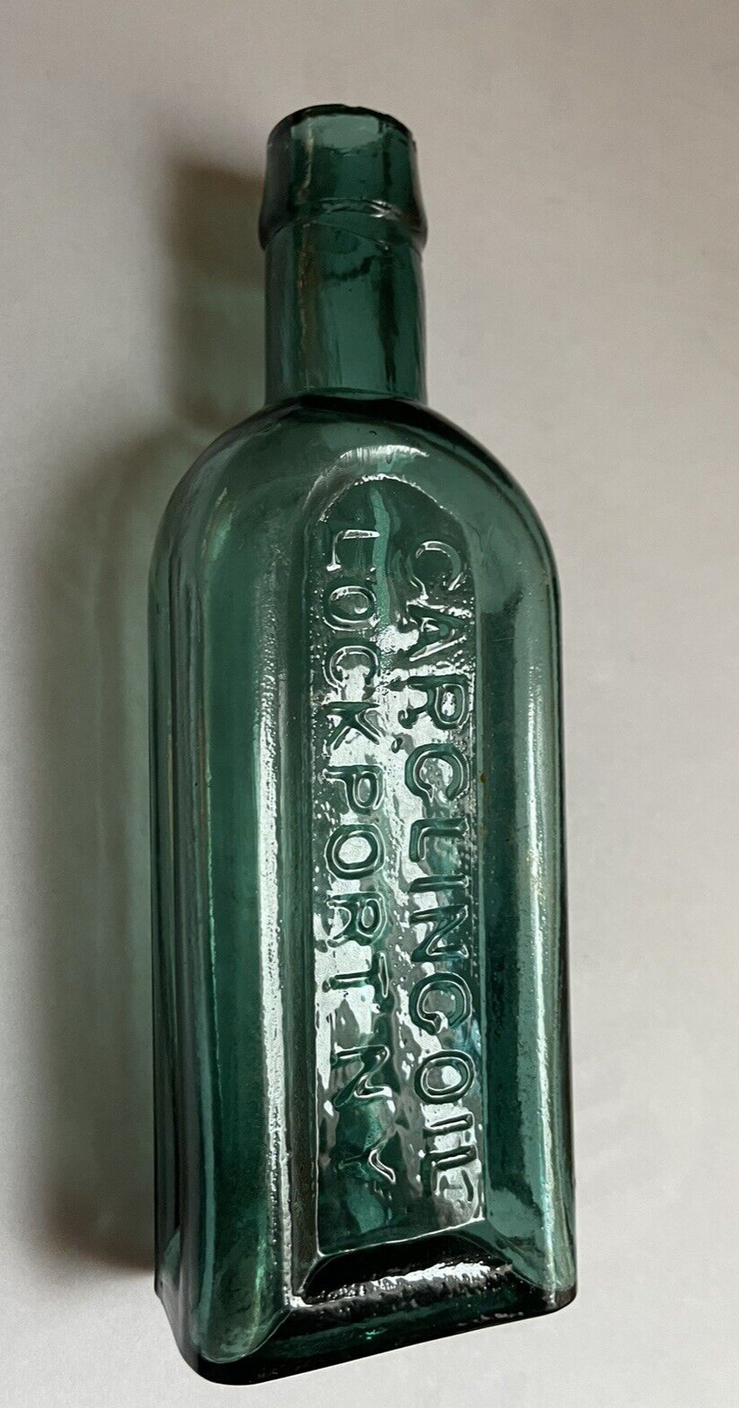 1860s GARGLING OIL LOCKPORT,NY TEAL EARLY NICE