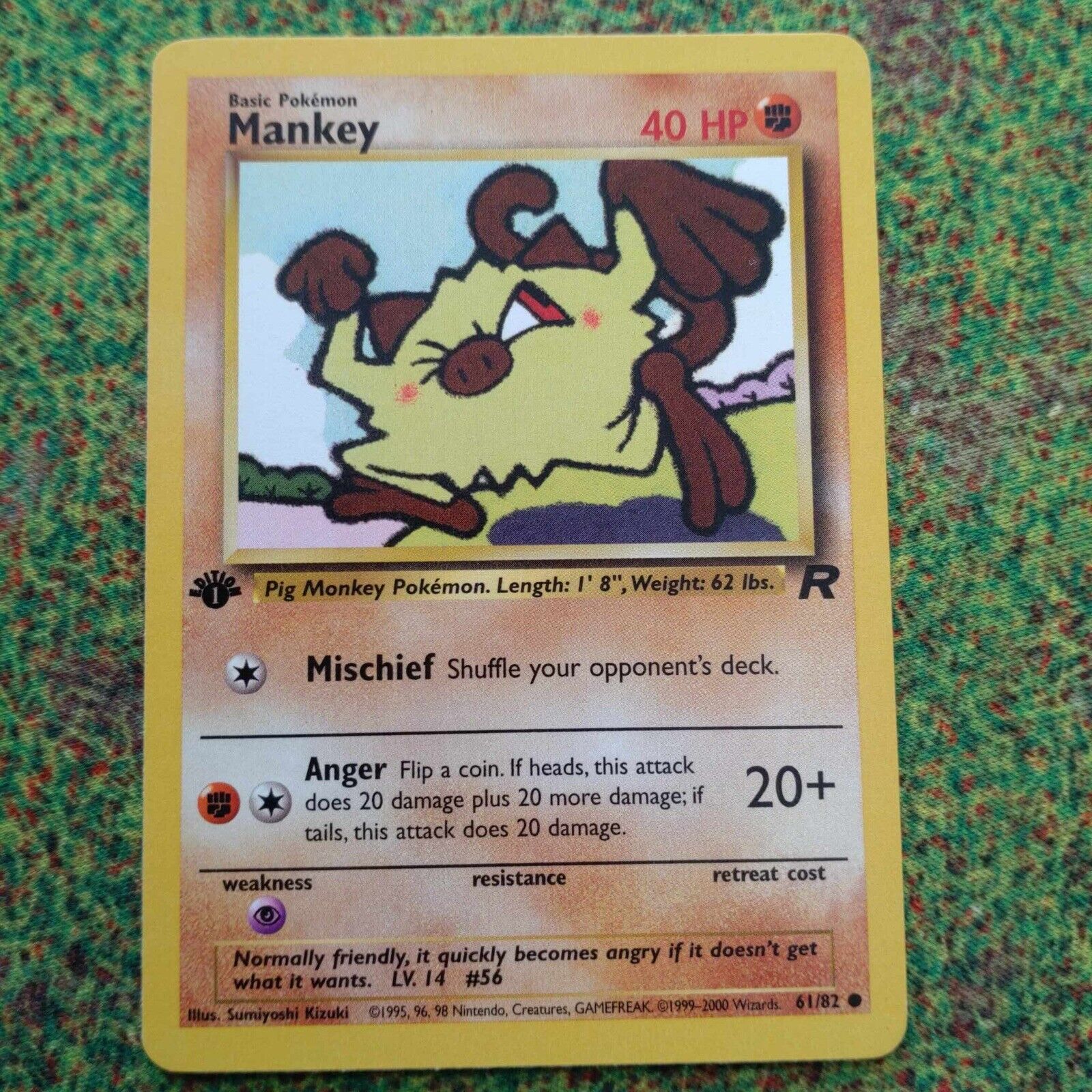Pokémon Trading Cards Team Rocket Set Mankey 1st Edition Mint / Near Mint 61/82