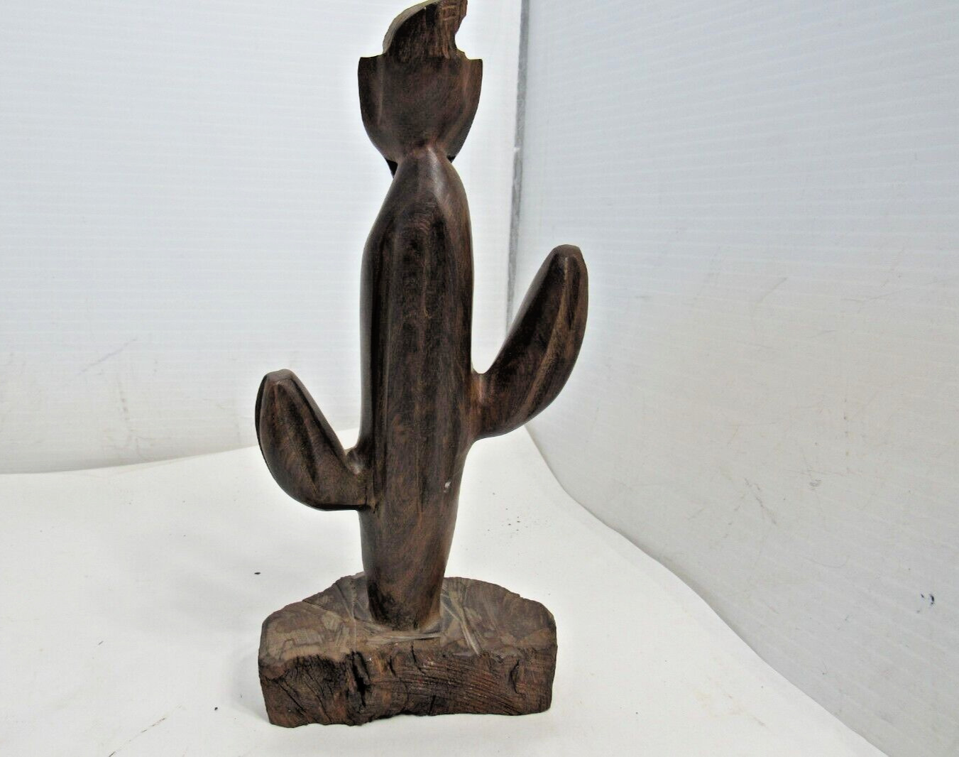 Vintage Ironwood Saguaro Cactus with Eagle 8.75 Inch Hand Carved Mexico