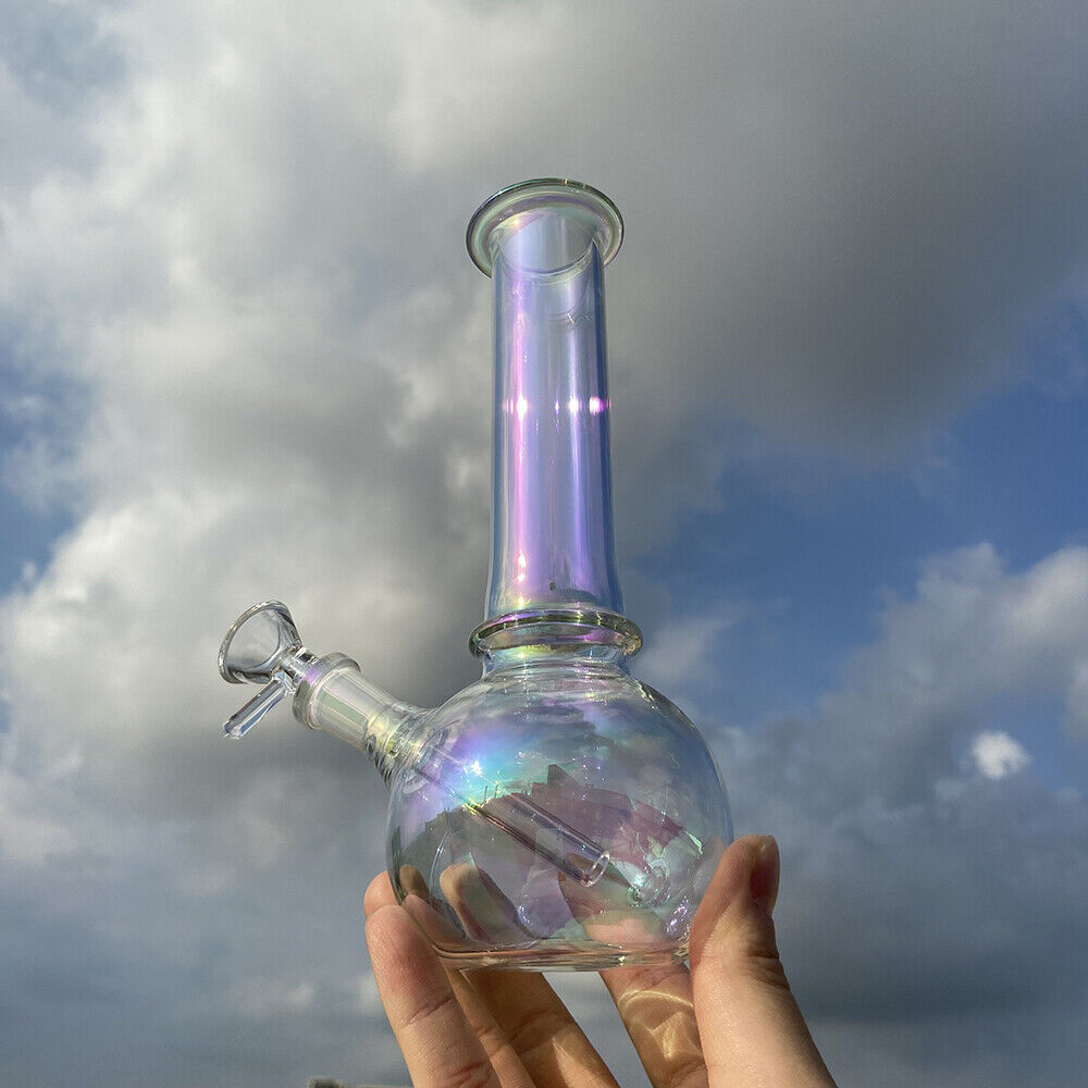 6inch Rainbow Glass Hookah Smoking Pipe Beaker Water Pipes Bong W/ Downstem US