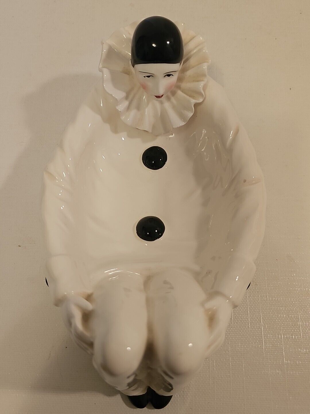 Art Deco Harlequin Pierrot White Mime Candy Dish Bowl Ceramic