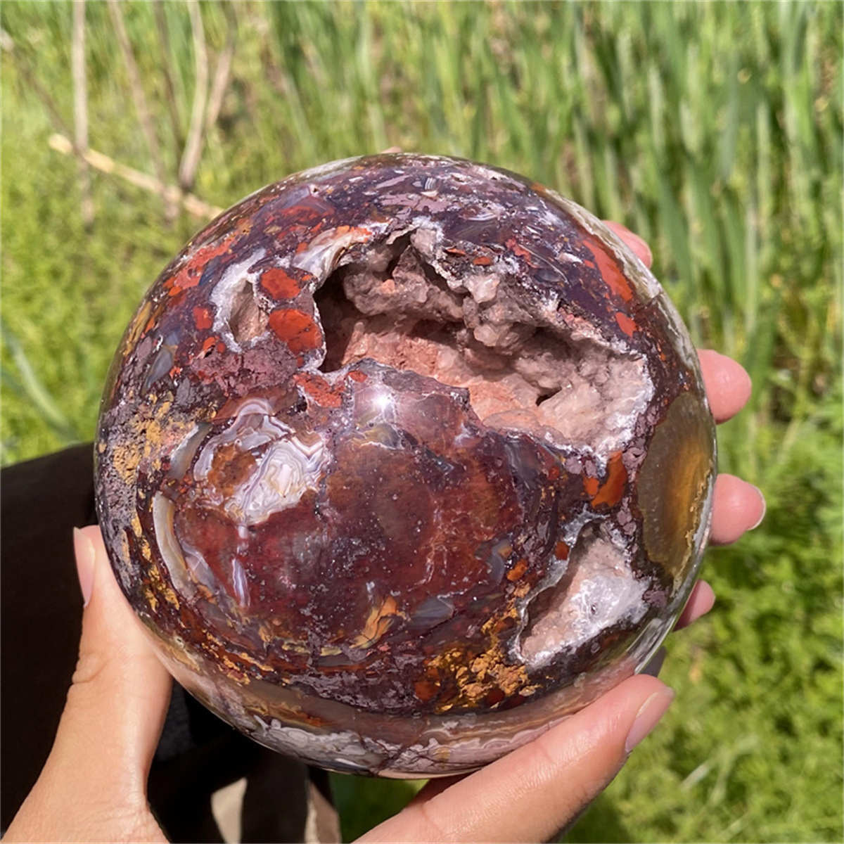 3.52lb Natural Mexican Agate Quartz Sphere Crystal Ball Reiki Crystal Decor Gift