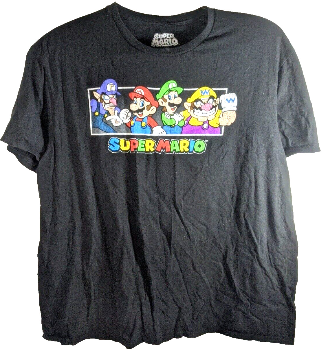 Super Mario Graphic T Shirt XL Black Adult  Short Sleeve Shirt