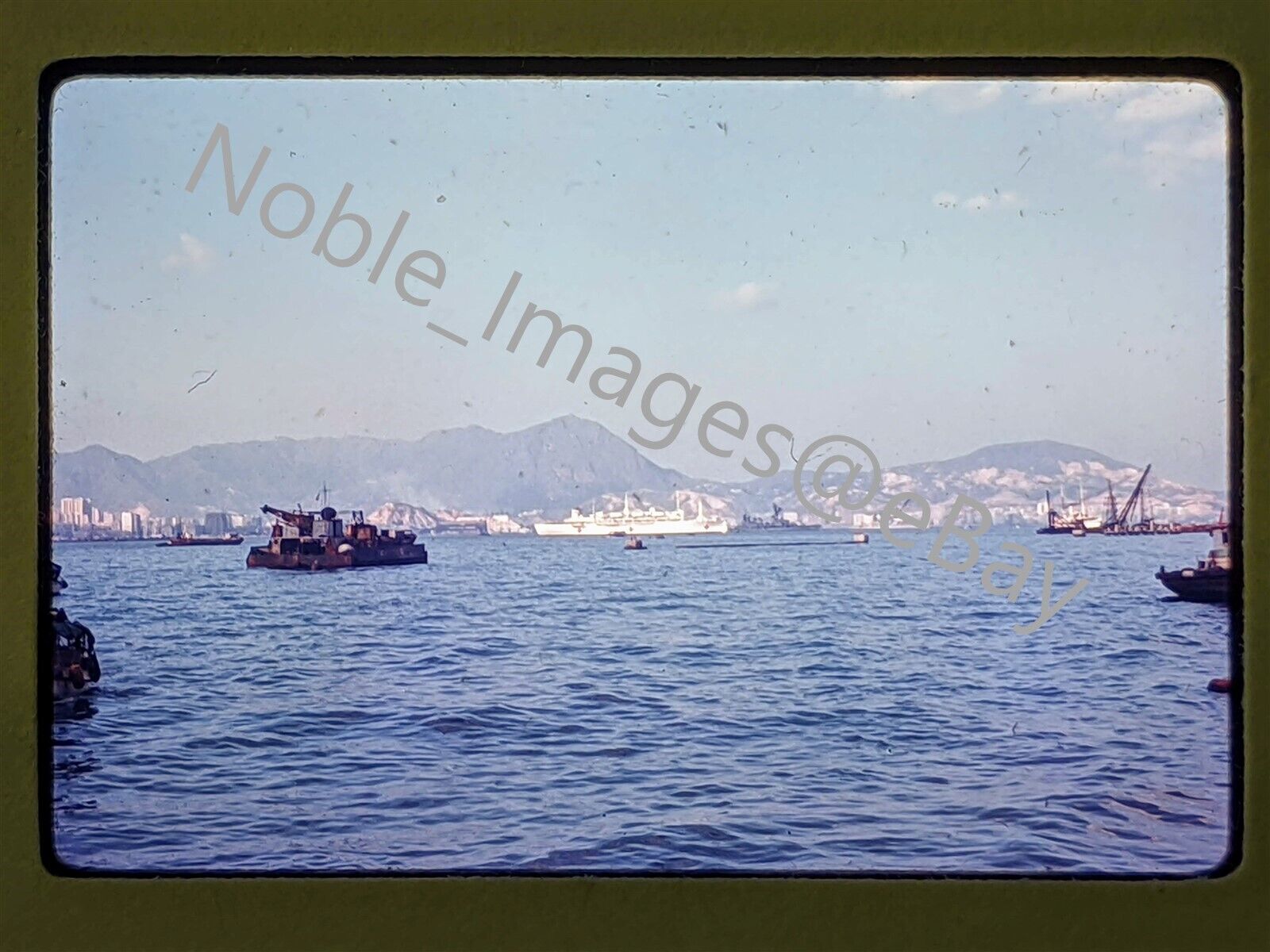 1966 USS Repose Hospital Ship in Harbor Hong Kong Ektachrome 35mm Slide