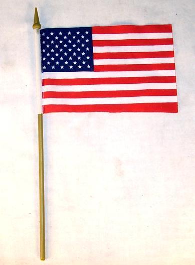 6 AMERICAN FLAG ON STICK 4 X 6 INCH united states of america USA bulk flags NEW