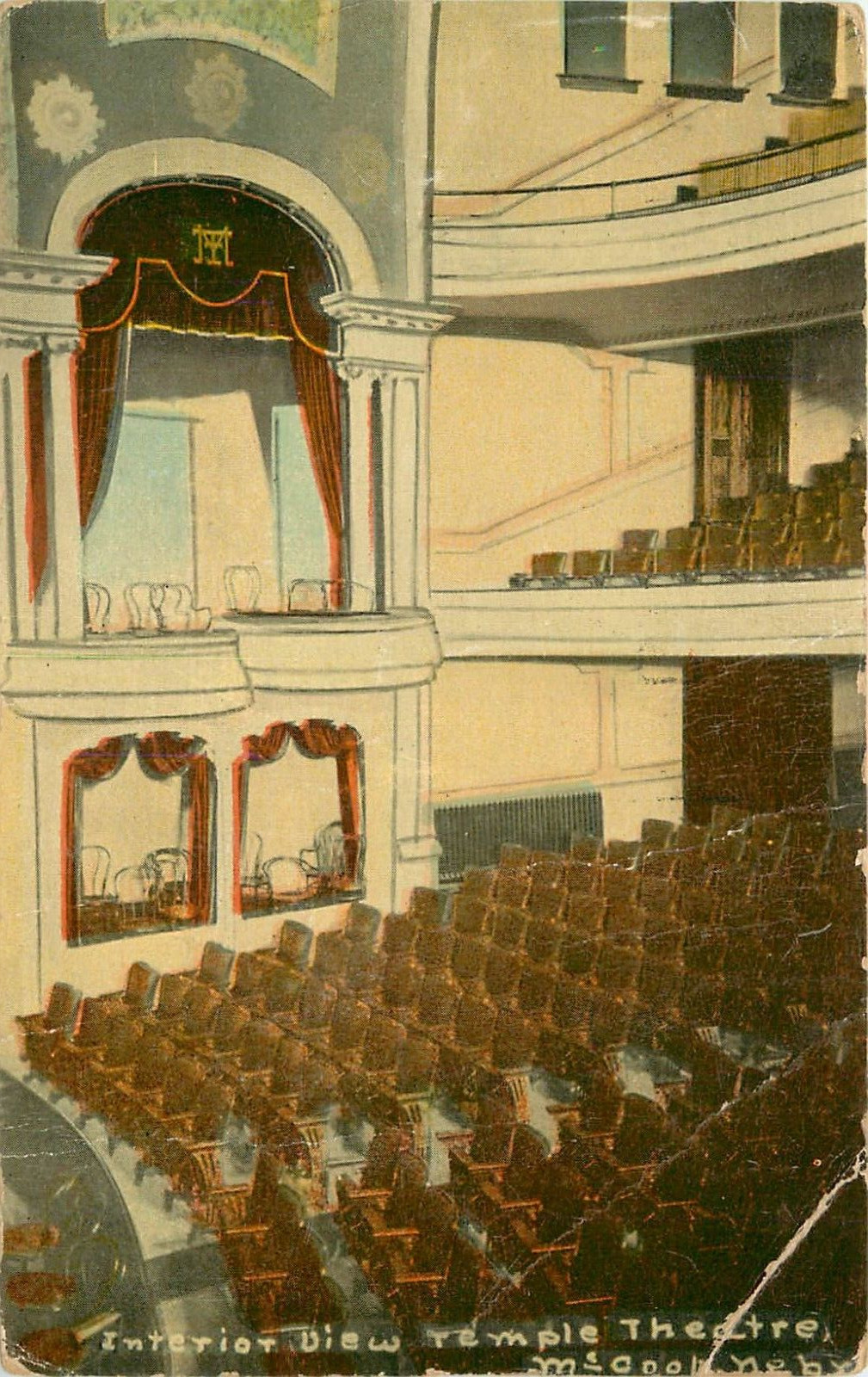 1911 Interior View of Temple Theater, McCook, Nebraska Postcard
