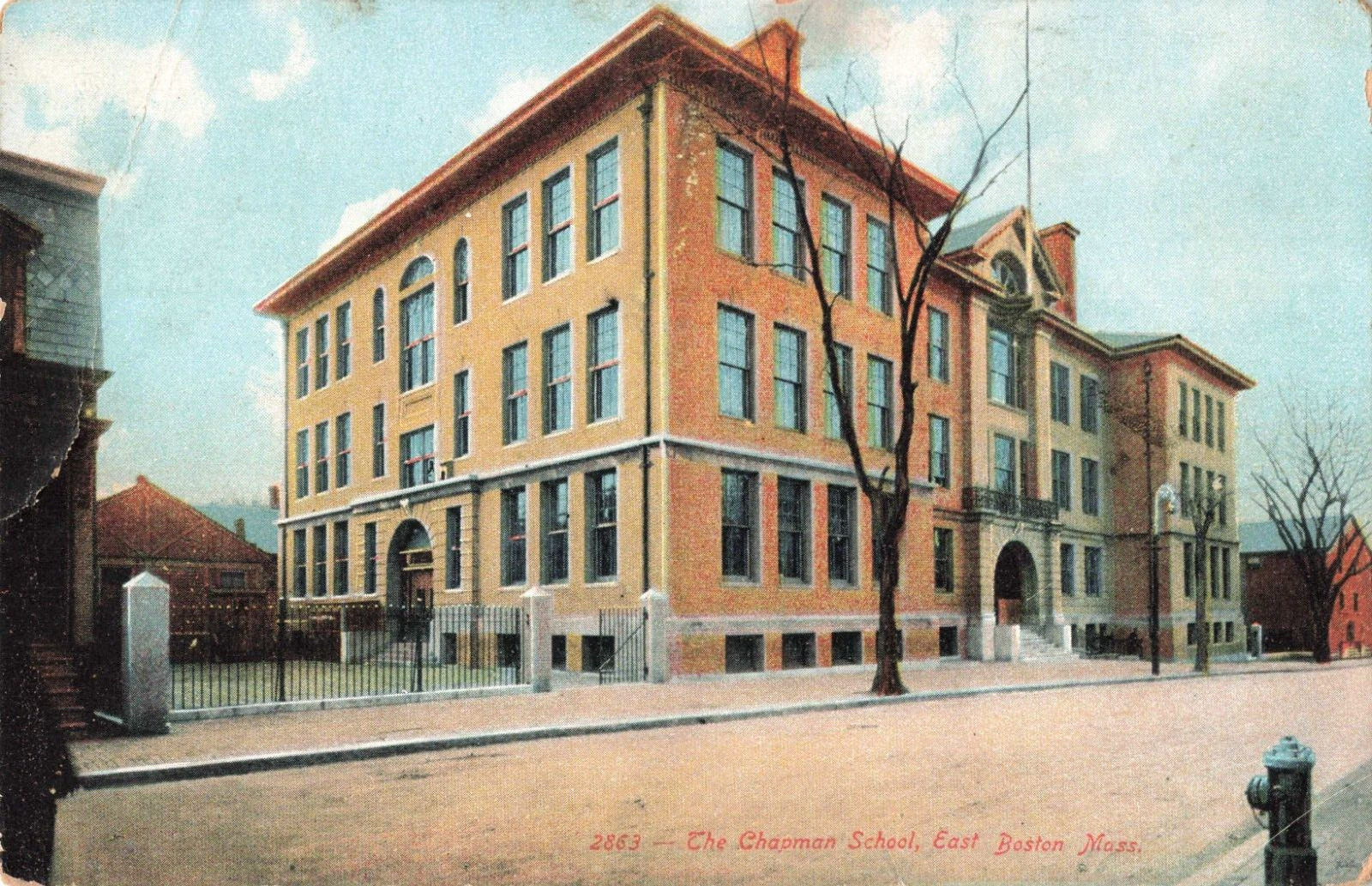 East Boston MA Massachusetts, The Chapman School, Vintage Postcard