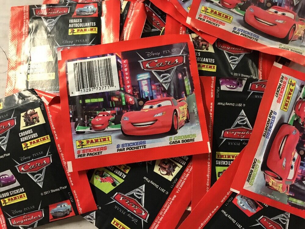 Disney Pixars Cars 2 Collectible Stickers From Panini, LOT Of 50 Packs For Album