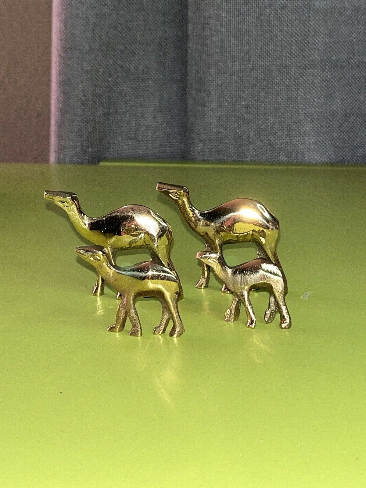4-VTG RARE Mini Solid Brass Kitschy Camels 1.5-2.5” Figures Shine Polished India