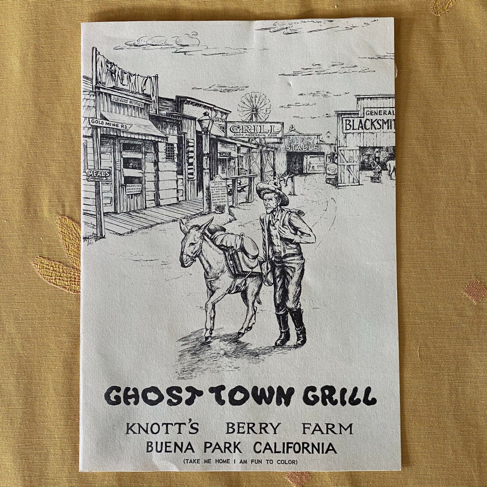 Vintage Ghost Town Grill Menu Knott’s Berry Farm Buena Park, California 
