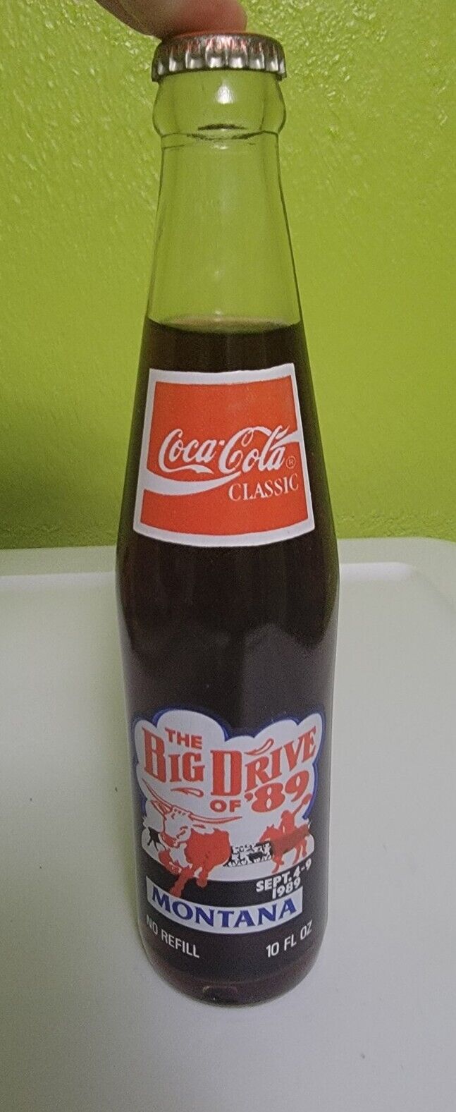 Rare Vintage Soda Pop Glass Bottle Big Drive of \'89 Coca Cola Coke Montana 1980s